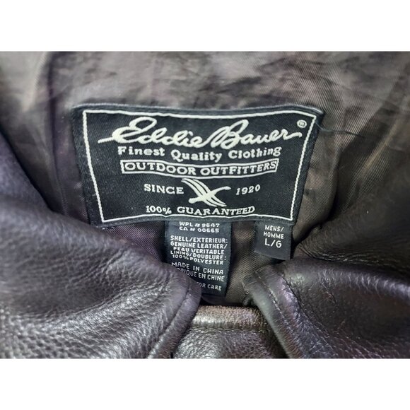 Eddie Bauer Men's Leather Jacket L Brown Genuine Leather Distressed - Picture 3 of 16